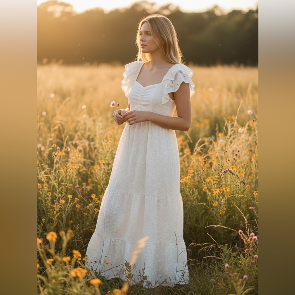 White Eyelet Maxi Dress